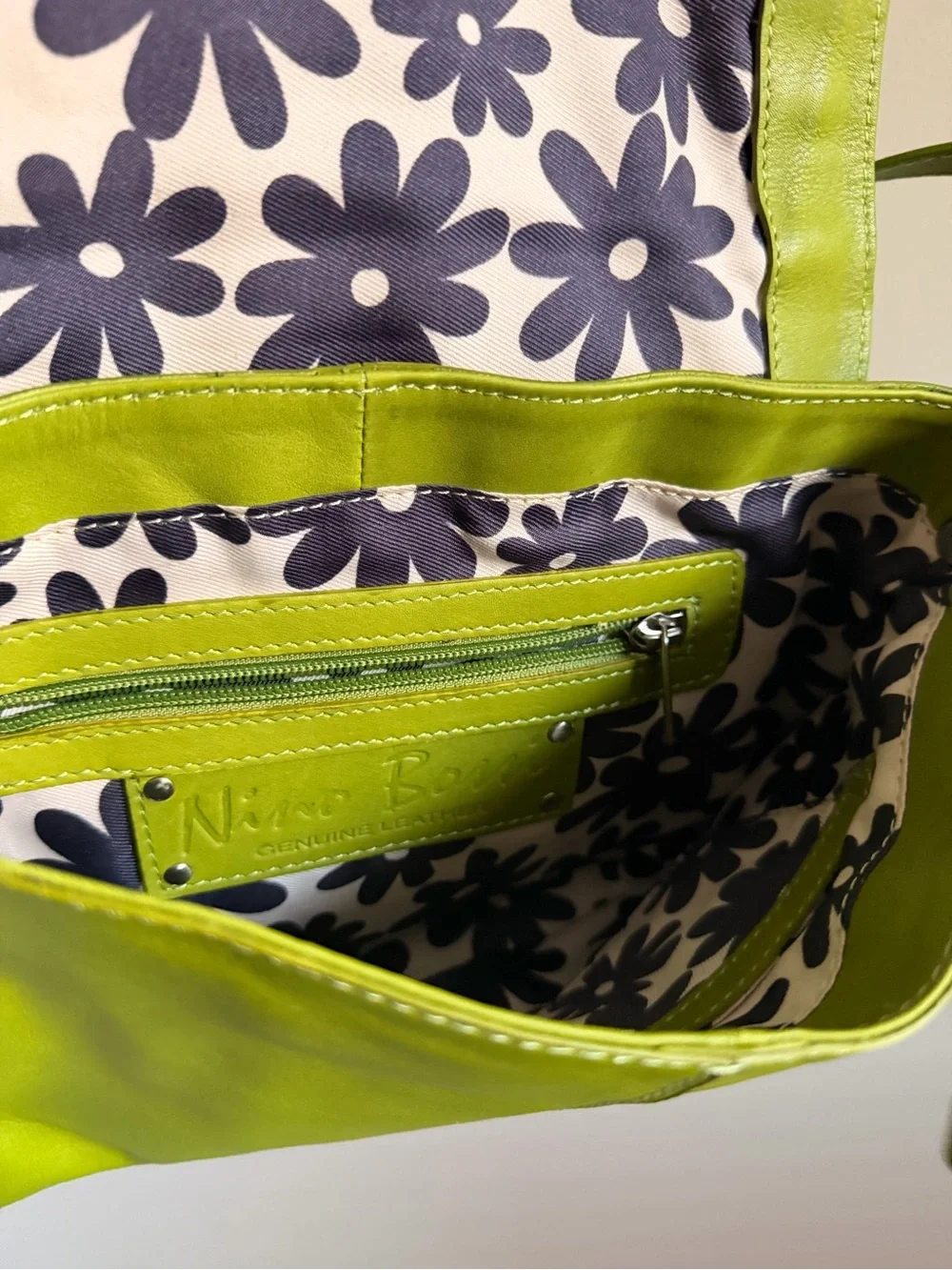 NWT Nino Bossi Green Leather Crossbody Bag